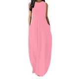 1 Piece Custom Fashion Solid Sleevelss Maxi Dresses
