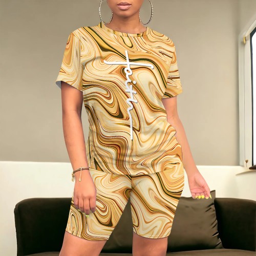 1 Piece Custom Casual Printed 2 Piece Short Set