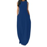 1 Piece Custom Fashion Solid Sleevelss Maxi Dresses
