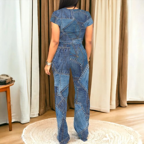 1 Piece Custom Casual Printed Two Piece Pant Set
