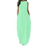 1 Piece Custom Fashion Printed O Neck Sleevelss Maxi Dresses