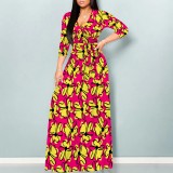1 Piece Custom Fashion Printed V Neck Maxi Dresses