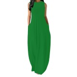 1 Piece Custom Fashion Solid Sleevelss Maxi Dresses