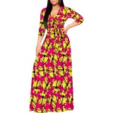 1 Piece Custom Fashion Printed V Neck Maxi Dresses