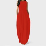 1 Piece Custom Fashion Solid Sleevelss Maxi Dresses