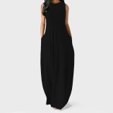1 Piece Custom Fashion Solid Sleevelss Maxi Dresses