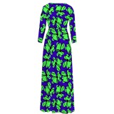 1 Piece Custom Fashion Printed V Neck Maxi Dresses