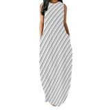 1 Piece Custom Fashion Printed O Neck Sleevelss Maxi Dresses