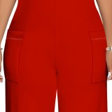 Casual Solid Color Halter Backless One-Piece Jumpsuits