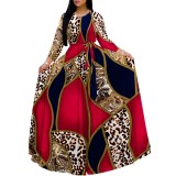 1 Piece Custom Fashion Printed Long Sleeve Maxi Dress