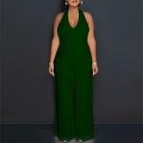 Casual Solid Color Halter Backless One-Piece Jumpsuits