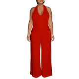 Casual Solid Color Halter Backless One-Piece Jumpsuits