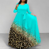1 Piece Custom Fashion Printed Long Sleeve Maxi Dress