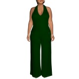 Casual Solid Color Halter Backless One-Piece Jumpsuits