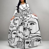 1 Piece Custom Fashion Printed Long Sleeve Maxi Dress