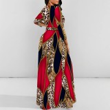 1 Piece Custom Fashion Printed Long Sleeve Maxi Dress