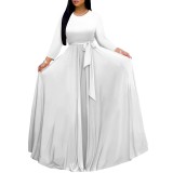 1 Piece Custom Solid Printed Long Sleeve Maxi Dress