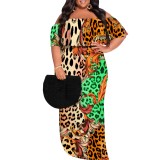 1 Piece Custom Casual Print Off Shoulder Plus Size Maxi Dress
