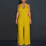 Casual Solid Color Halter Backless One-Piece Jumpsuits