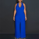 Casual Solid Color Halter Backless One-Piece Jumpsuits