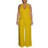 Casual Solid Color Halter Backless One-Piece Jumpsuits