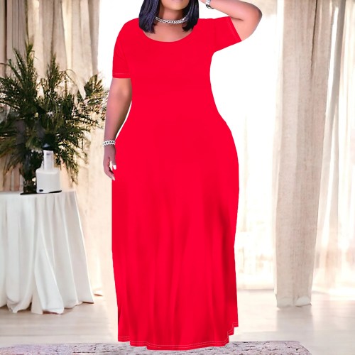1 Piece Custom Casual Short Sleeve Plus Size Long Dresses