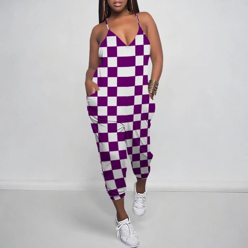 Casual Solid Color Straps V Neck One-Piece Jumpsuits