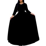 1 Piece Custom Solid Printed Long Sleeve Maxi Dress