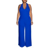 Casual Solid Color Halter Backless One-Piece Jumpsuits