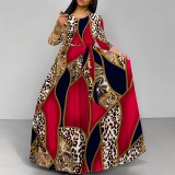 1 Piece Custom Fashion Printed Long Sleeve Maxi Dress