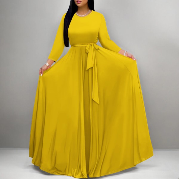 1 Piece Custom Solid Printed Long Sleeve Maxi Dress