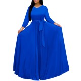 1 Piece Custom Solid Printed Long Sleeve Maxi Dress