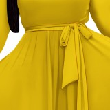 1 Piece Custom Solid Printed Long Sleeve Maxi Dress