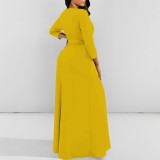 1 Piece Custom Solid Printed Long Sleeve Maxi Dress
