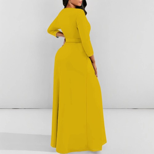 1 Piece Custom Solid Printed Long Sleeve Maxi Dress