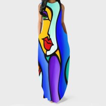1 Piece Custom Fashion Printed Sleeveless Maxi Dress