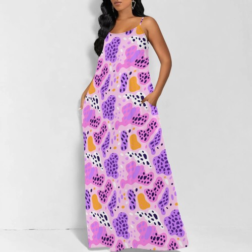 1 Piece Custom Casual Printed Straps Maxi Dress