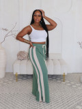 Loose Double Stripe Contrast Color Casual Wide Leg Pants