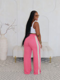 Loose Double Stripe Contrast Color Casual Wide Leg Pants