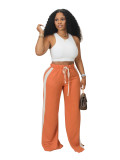 Loose Double Stripe Contrast Color Casual Wide Leg Pants