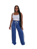Loose Double Stripe Contrast Color Casual Wide Leg Pants