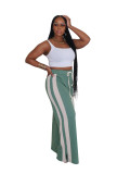 Loose Double Stripe Contrast Color Casual Wide Leg Pants