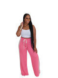 Loose Double Stripe Contrast Color Casual Wide Leg Pants