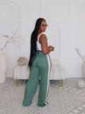 Loose Double Stripe Contrast Color Casual Wide Leg Pants