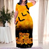 1 Piece Custom Casual Print Easter Halloween Maxi Dresses