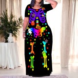 1 Piece Custom Casual Print Easter Halloween Maxi Dresses