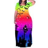 1 Piece Custom Casual Print Easter Halloween Maxi Dresses