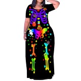 1 Piece Custom Casual Print Easter Halloween Maxi Dresses