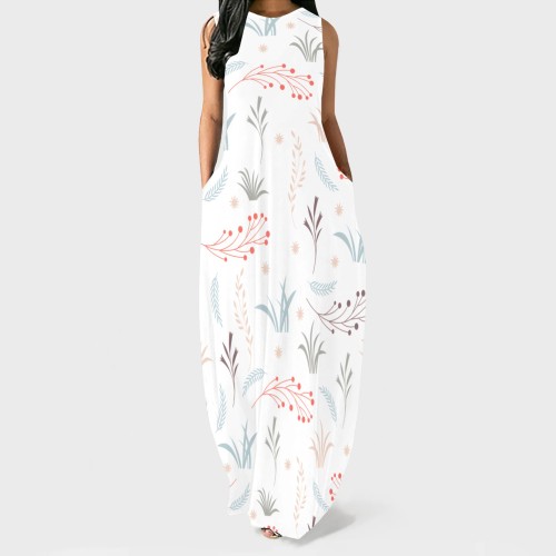 1 Piece Custom Casual Print Sleeveless O Neck Maxi Dresses