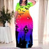 1 Piece Custom Casual Print Easter Halloween Maxi Dresses